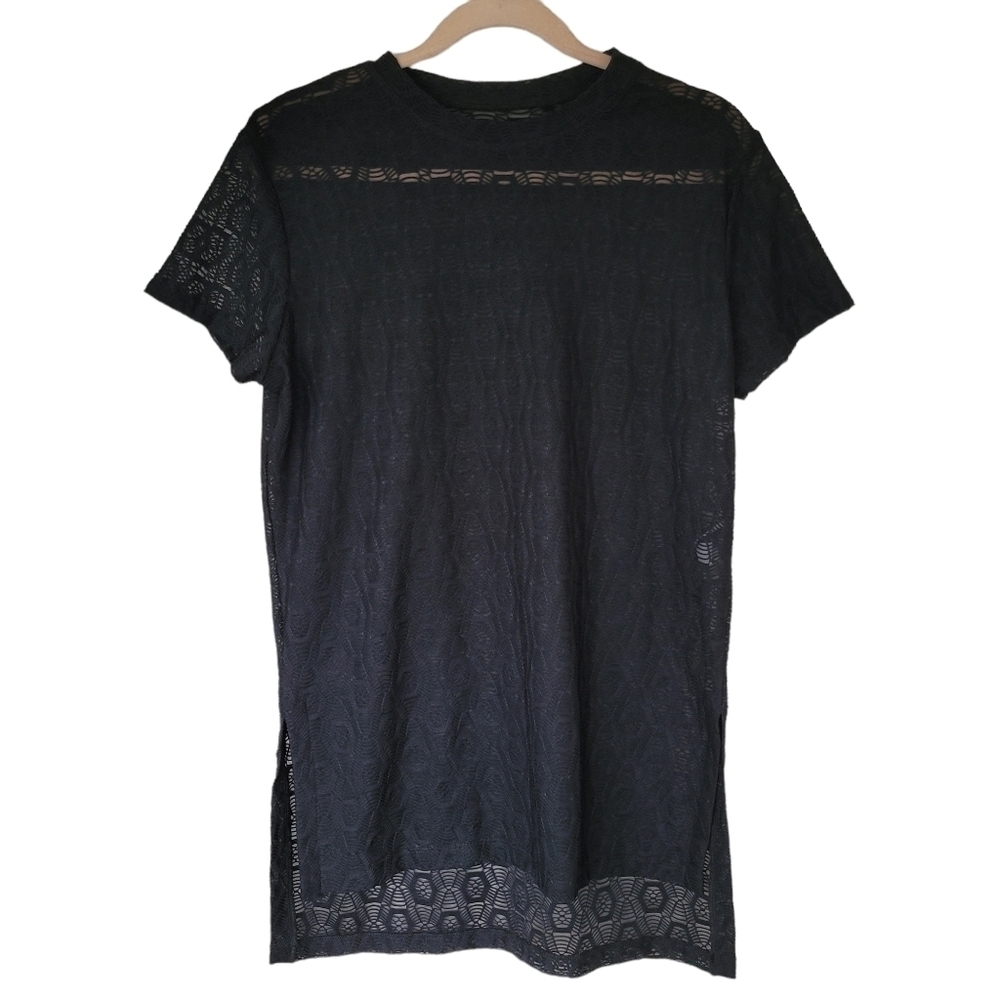 Onzie Black Lace Short Sleeve Cover-Up Dress